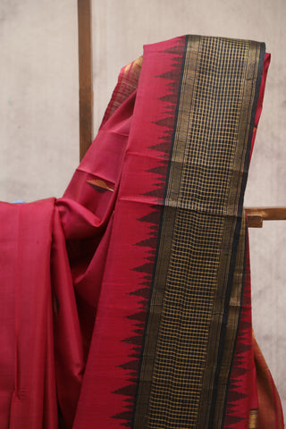 Dark Pink Raw Silk Saree - SRDPSS451