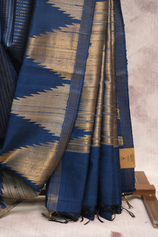 Dark Blue Raw Silk Saree - SRDBSS452