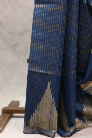 Dark Blue Raw Silk Saree - SRDBSS452