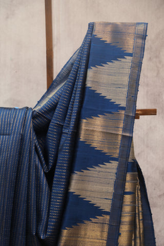 Dark Blue Raw Silk Saree - SRDBSS452