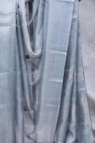 Dark Grey Tissue Tussar Silk Saree - SRDGTTSS253