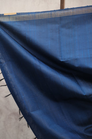 Dark Blue Raw Silk Saree - SRDBSS452