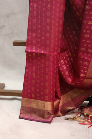 Dark Pink Raw Silk Saree - SRDPSS455