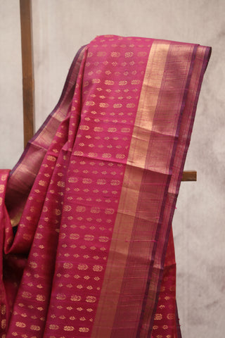 Dark Pink Raw Silk Saree - SRDPSS455