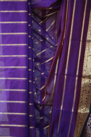 Purple Kanchi Silk Cotton Saree with Jari Border-SRPKSCS104