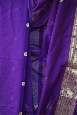 Purple Kanchi Silk Cotton Saree with Jari Border-SRPKSCS82