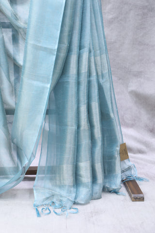 Blue Tissue Tussar Silk Saree - SRBTTSS263