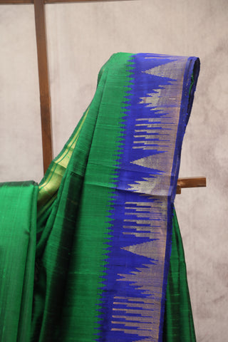 Green Raw Silk Saree - SRGRSS418