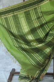 Pastel Green Kanchi Silk Cotton Saree with Jari Border-SRPGKSCS85