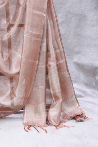 Rose Pink Tissue Tussar Silk Saree - SRRPTTSS282