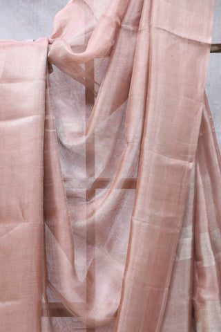 Rose Pink Tissue Tussar Silk Saree - SRRPTTSS282