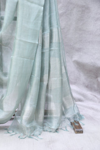 Teal Tissue Tussar Silk Saree - SRTTTSS266