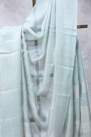 Teal Tissue Tussar Silk Saree - SRTTTSS266