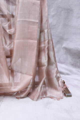 Pink Tissue Tussar Silk Saree - SRPTTSS258