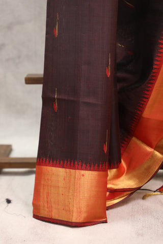 Dark Wine Raw Silk Saree - SRDWRSS459