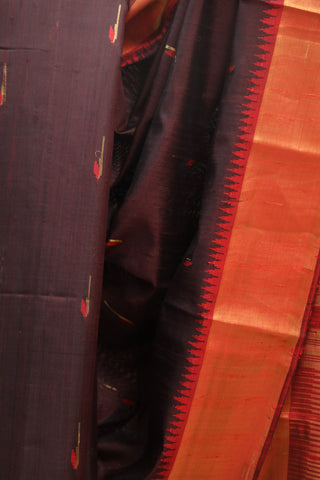 Dark Wine Raw Silk Saree - SRDWRSS459