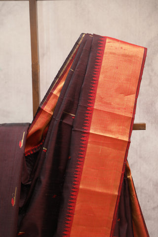 Dark Wine Raw Silk Saree - SRDWRSS459