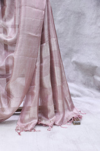 Pink Tissue Tussar Silk Saree - SRPTTSS270