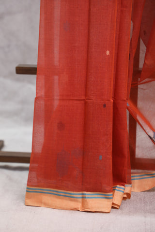 Brick Orange Cotton Jamdani Saree-SRBOCJS154