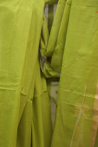 Green Cotton Jamdani Saree-SRGCJS153