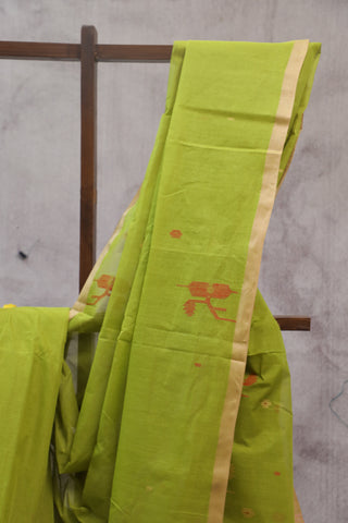 Green Cotton Jamdani Saree-SRGCJS153