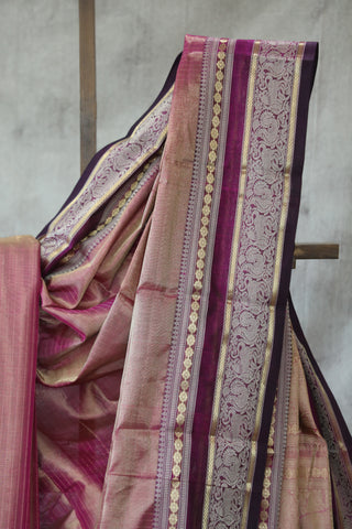 Two Tone Magenta Kanchi Silk Cotton Saree with Jari Border-SRTTMKSCS112