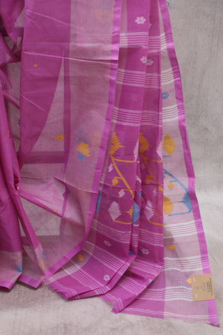 Pink Cotton Jamdani Saree-SRPCJS149