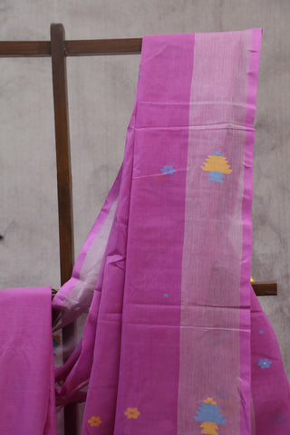 Pink Cotton Jamdani Saree-SRPCJS149