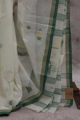 Cream Cotton Jamdani Saree-SRCCJS152