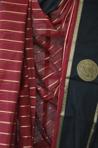 Maroon Kanchi Silk Cotton Saree with Jari Border-SRPKSCS105