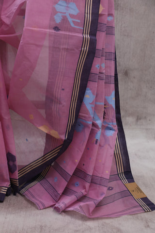 Pastel Pink Cotton Jamdani Saree-SRPPCJS151