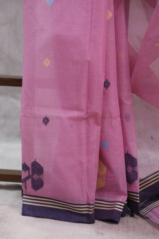 Pastel Pink Cotton Jamdani Saree-SRPPCJS151