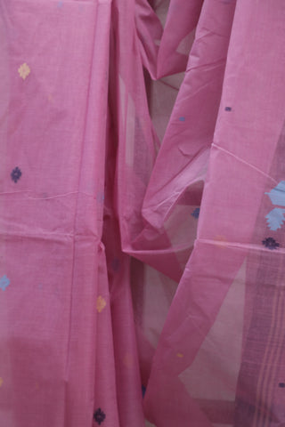 Pastel Pink Cotton Jamdani Saree-SRPPCJS151