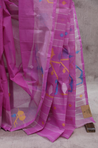 Pink Cotton Jamdani Saree-SRPCJS150