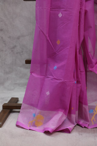 Pink Cotton Jamdani Saree-SRPCJS150