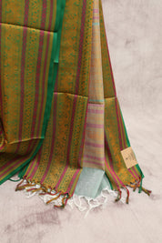 Light Green Kanchi Silk Cotton Saree with Jari Border  - SRLGKSCS56