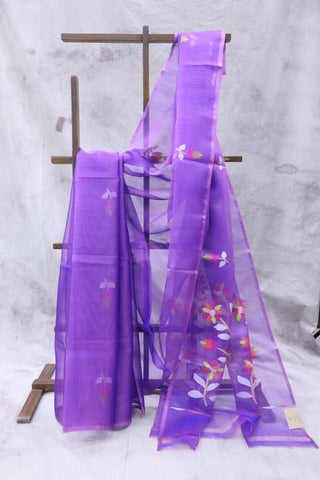 Purple Muslin Jamdani Saree - SRPMJS38