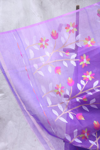 Purple Muslin Jamdani Saree - SRPMJS38