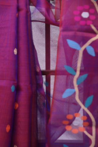 Two Tone Purple Muslin Jamdani Saree - SRTTPMJS41