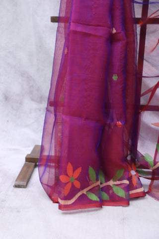 Two Tone Purple Muslin Jamdani Saree - SRTTPMJS44