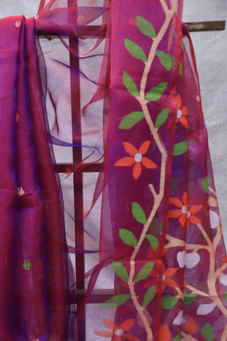 Two Tone Purple Muslin Jamdani Saree - SRTTPMJS44