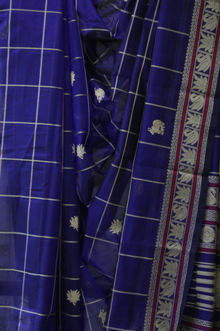 Purple Kanchi Silk Cotton Saree with Jari Border-SRPKSCS100