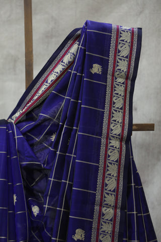 Purple Kanchi Silk Cotton Saree with Jari Border-SRPKSCS100