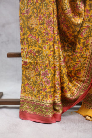 Mustard Yellow HBP Modal Silk Saree - SRMYMSS136