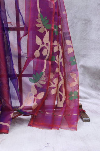 Two Tone Purple Muslin Jamdani Saree - SRTTPMJS48