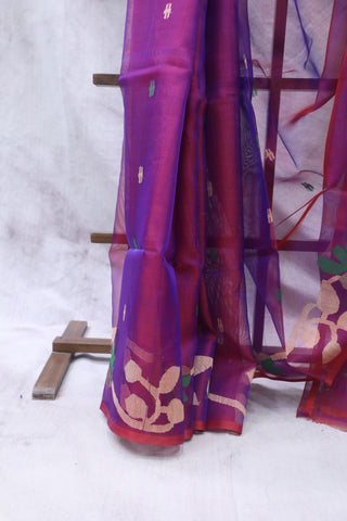 Two Tone Purple Muslin Jamdani Saree - SRTTPMJS48