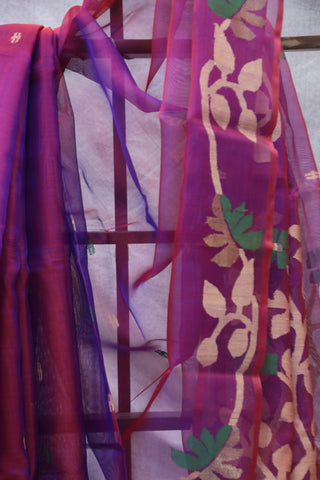 Two Tone Purple Muslin Jamdani Saree - SRTTPMJS48