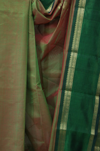 Two Tone Green Kanchi Silk Cotton Saree with Jari Border-SRTTGKSCS94