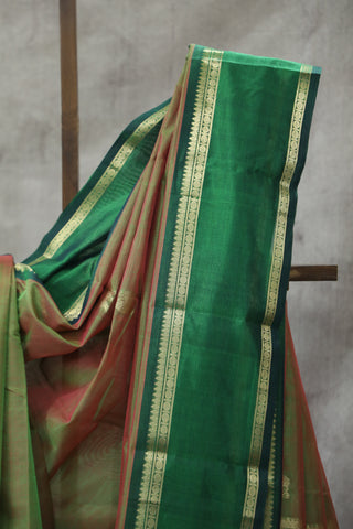 Two Tone Green Kanchi Silk Cotton Saree with Jari Border-SRTTGKSCS94