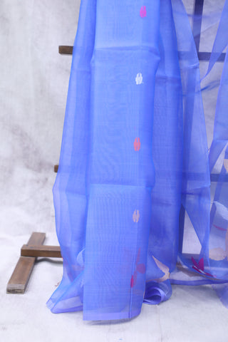 Blue Muslin Jamdani Saree - SRBMJS49